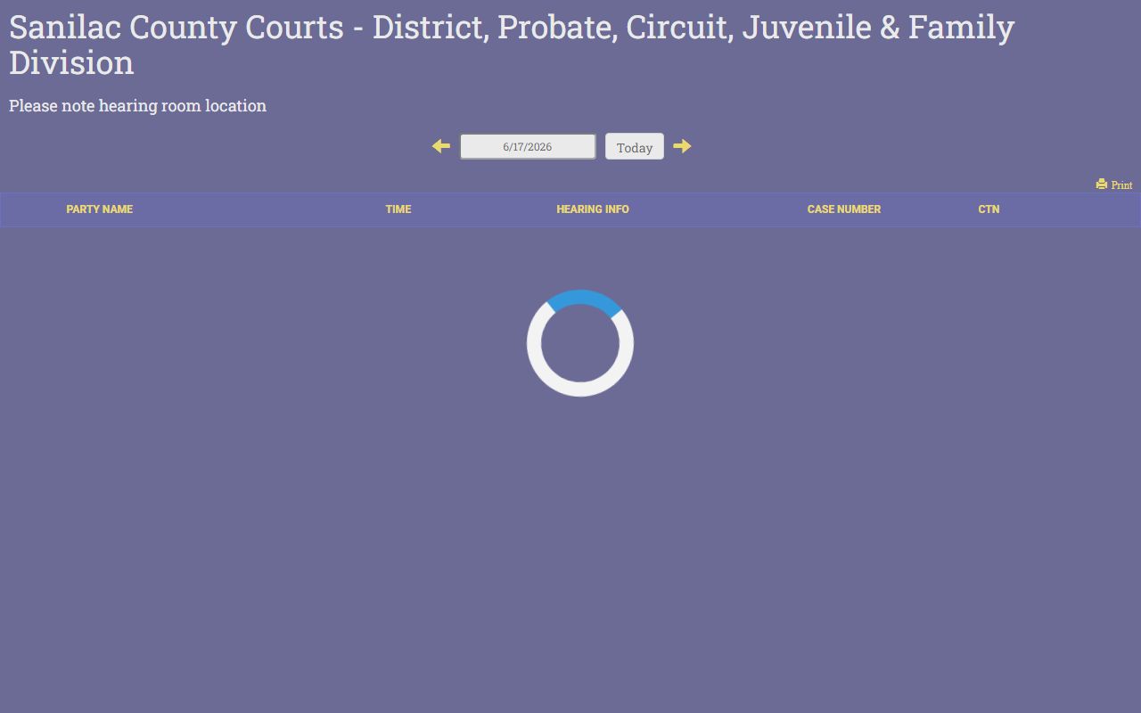 Sanilac County court records public hearing display after arrest