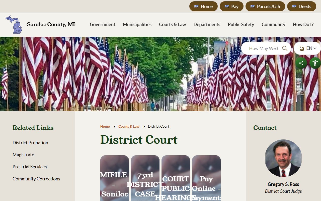 Sanilac County District Court records after jail arrest