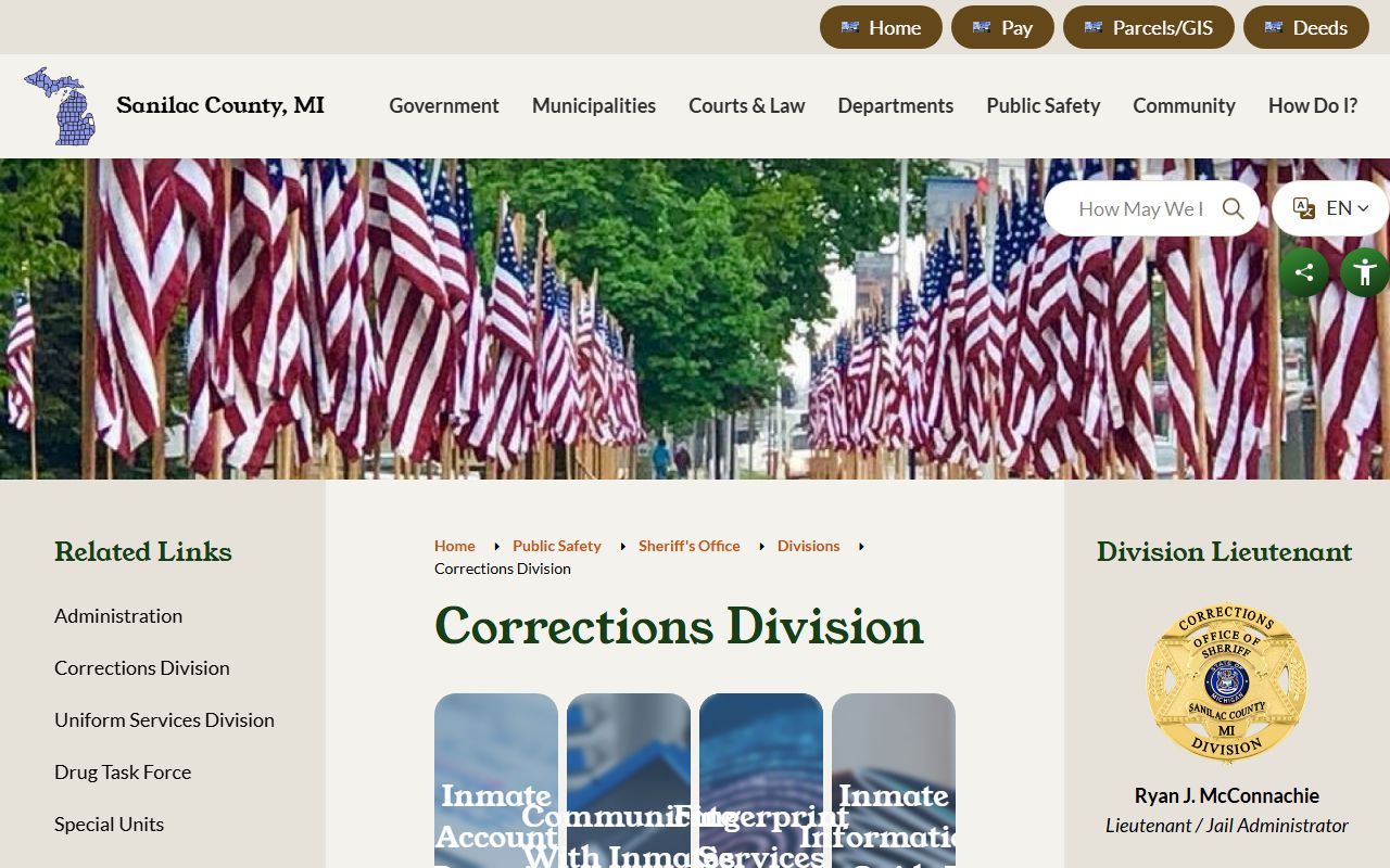 Sanilac County inmate population Corrections Division information