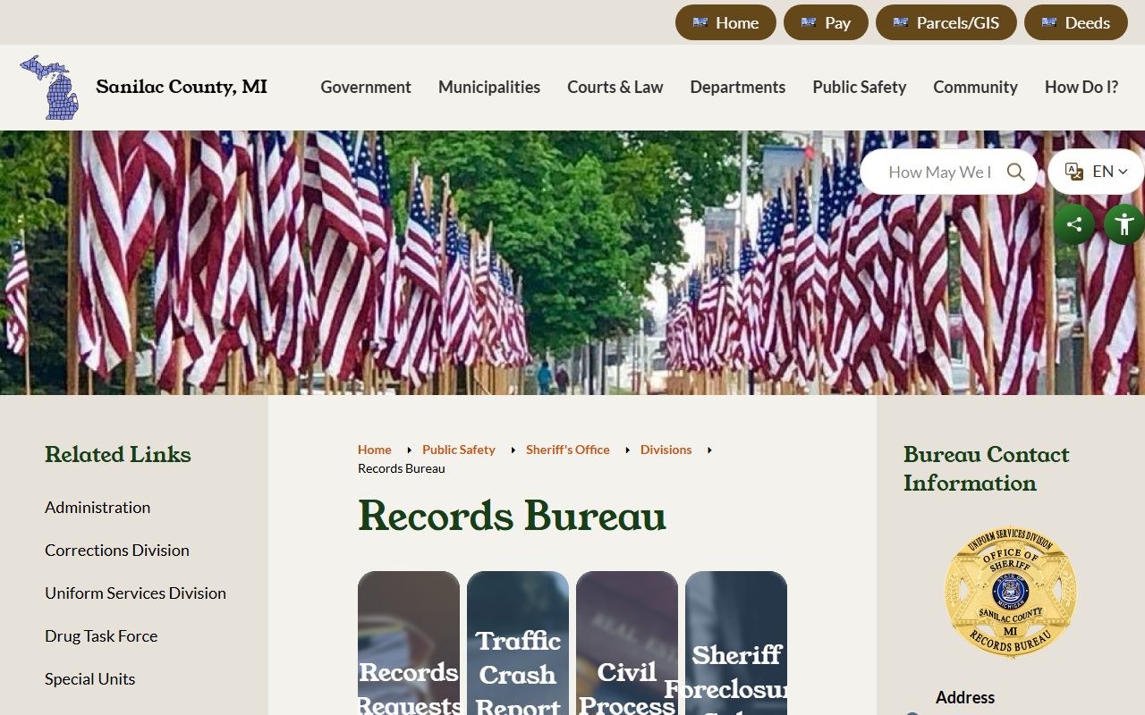 Sanilac County inmate records Records Bureau page
